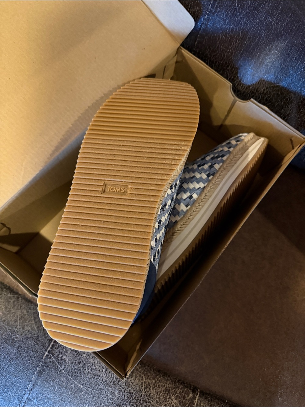 Toms Woven Slip-On Espadrille in Navy and Cream - Picture 3 of 4